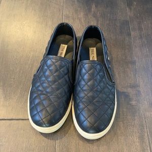 Steve Madden Black Faux Leather slip Ons